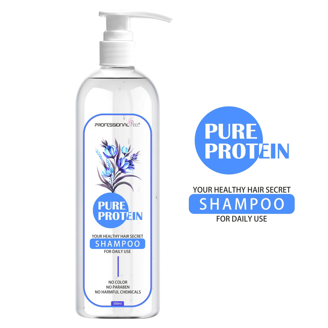 PROFESSIONAL FEEL Pure Protein Shampoo For Daily Use | Daily Care Shampoo | Paraben & Color Free  (500 ml)