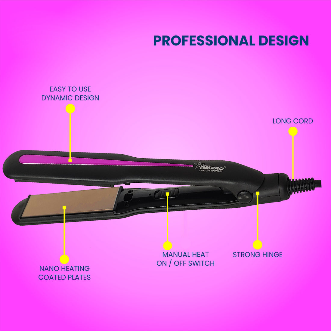 PROFESSIONAL FEEL ABS-555 ABS Pro 4 X Protection Ceramic Coating Plate Professional For Women & Girl Hair Straightener (Black)