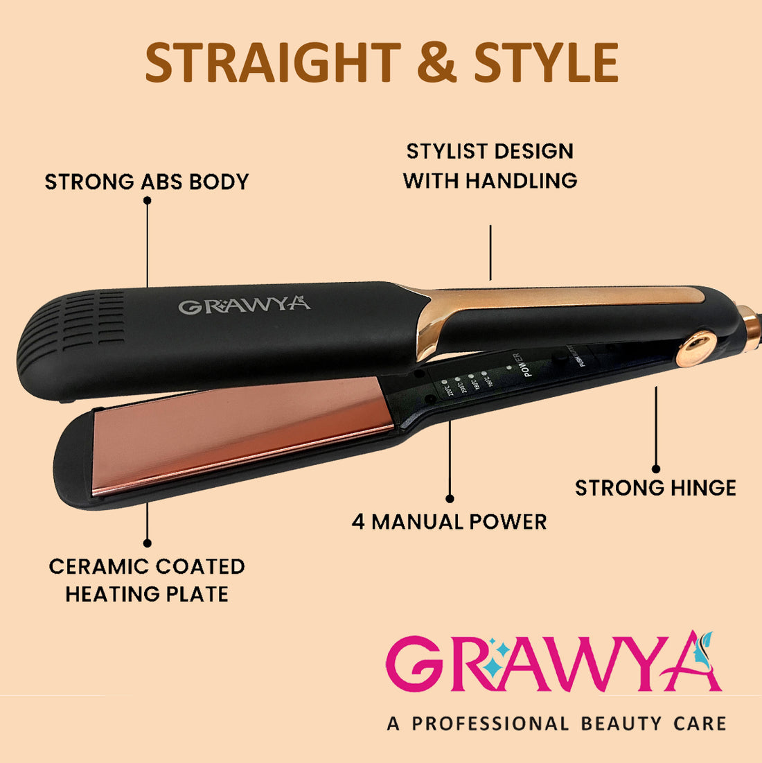 Professional 8215 S Grawya Neo Tress Hair Straightener with Floating Ceramic Plate Hair Straightener (Black)