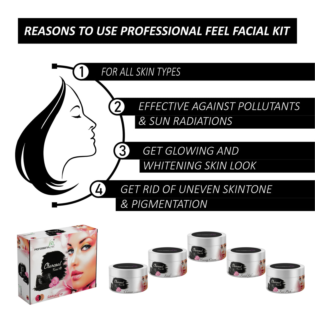 Professional Feel Black Charcoal Facial Kit (250 G)