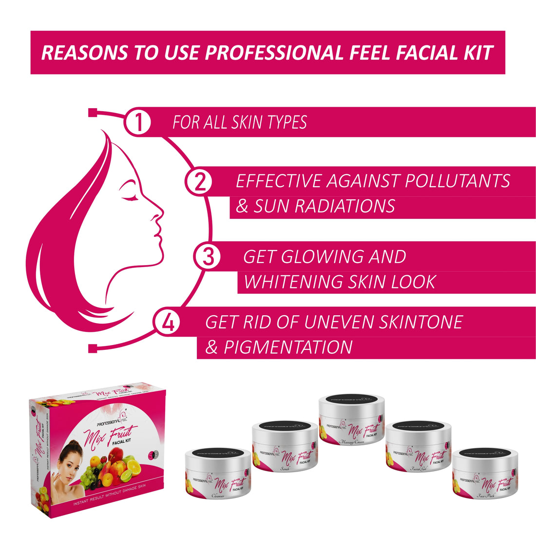 Professional Feel Herbal Gold + Mix Fruit Facial Kit, Special Combo kit (Pack of 2) 250 + 250 GM