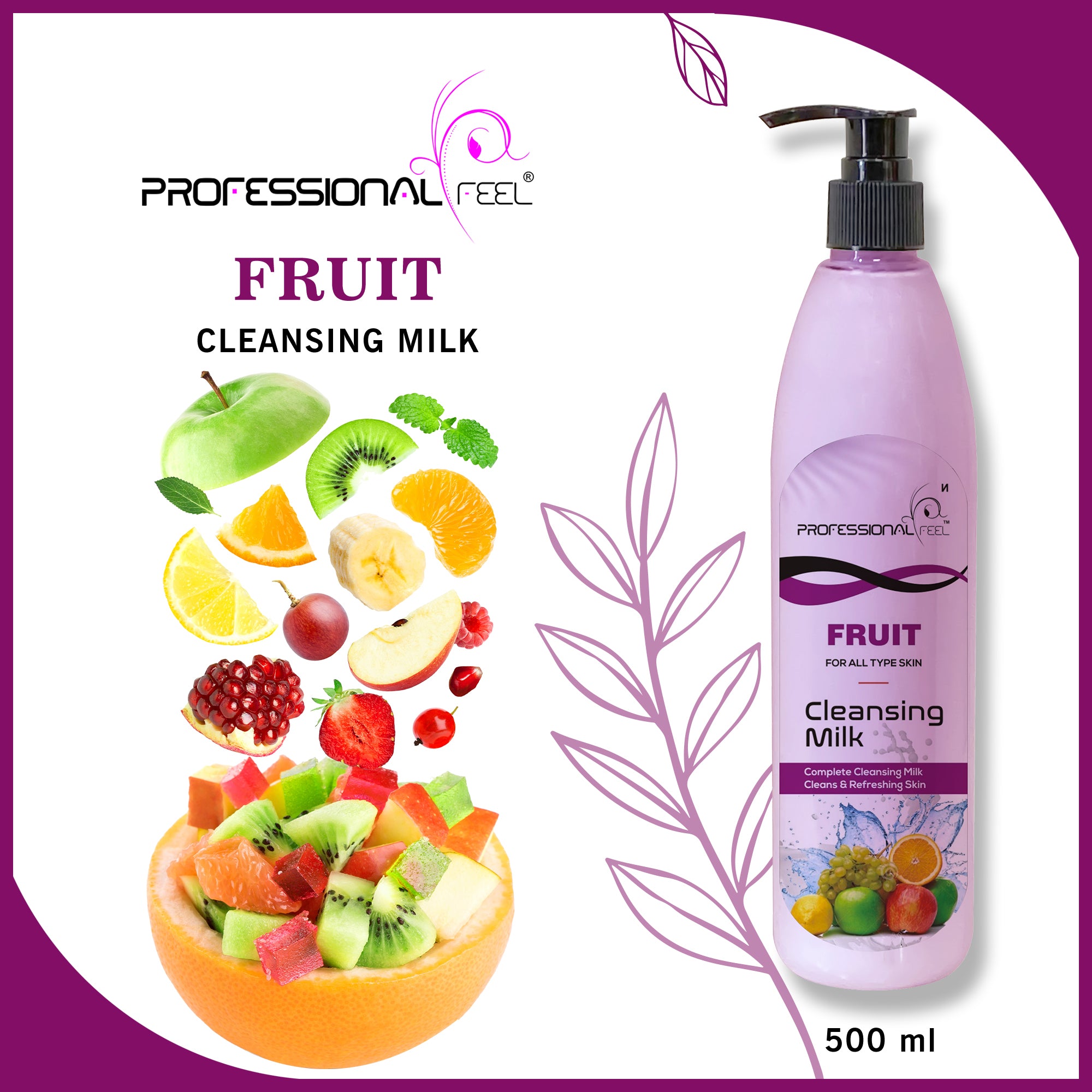 Professional Feel Mix Fruit Cleansing Milk (Smooth Soft & Clean Skin) Healthy & Brightening Skin Face Wash  (500 ml)