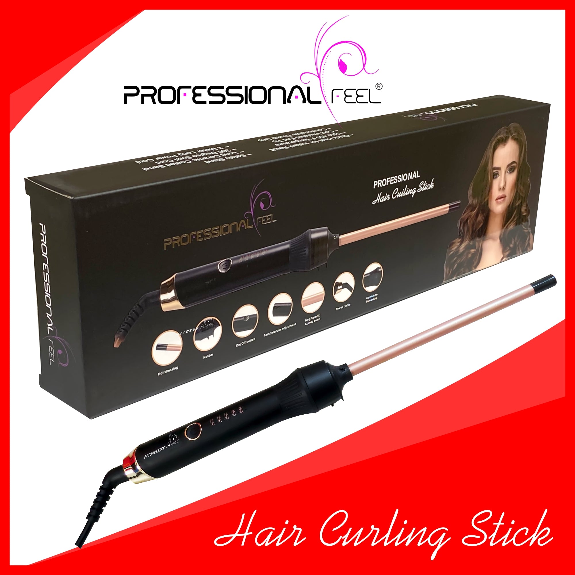 Professional Feel Electric Hair Curler, chopstick, Instant Heat Hair Curler Wand with PTC Fast Heating Technology, Salon Temperature Performance ,Automatic, Electric Hair Curler  (Barrel Diameter: 25 mm)