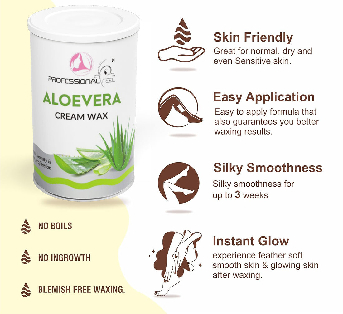 Professional Feel Aloevera Cream Wax with 32 Wax Strips, Cream wax Hair Removal advance formula Wax (800 g)