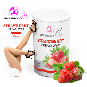 Professional Feel cream Strawberry wax with 32 wax strips, Cream wax Hair Removal advance formula Wax (800 g)