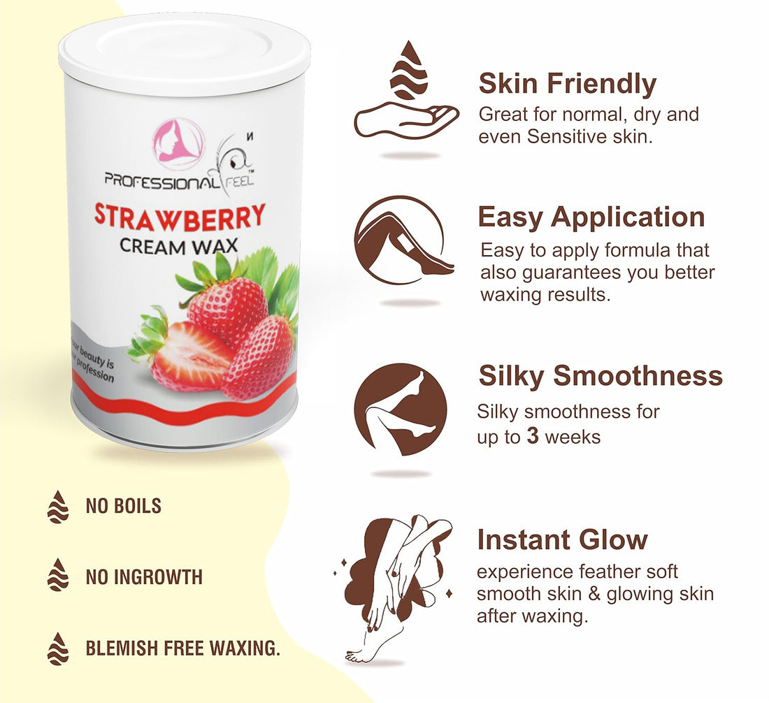 Professional Feel cream Strawberry wax with 32 wax strips, Cream wax Hair Removal advance formula Wax (800 g)