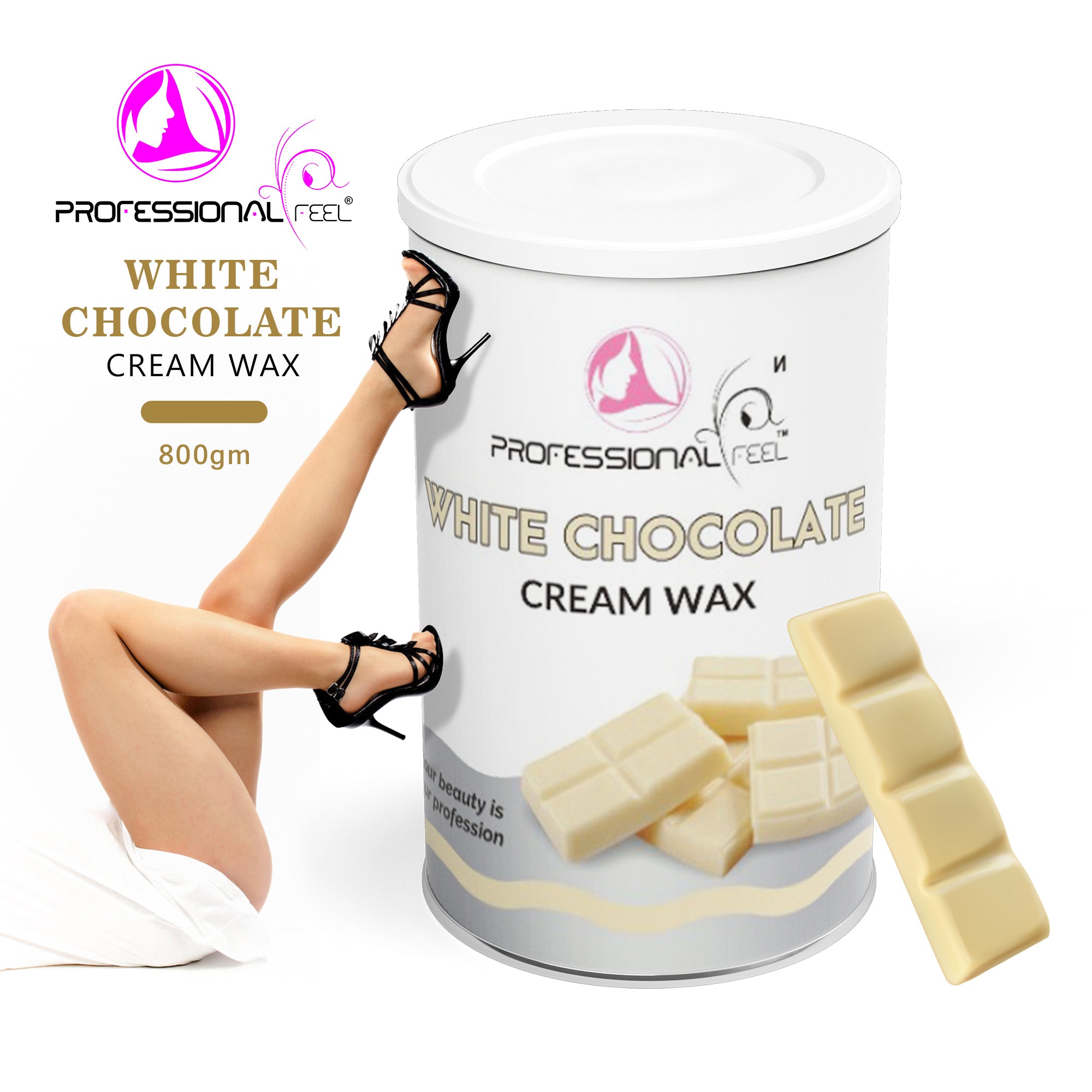Professional Feel White Chocolate cream wax with 32 wax strips, Cream wax Hair Removal advance formula Wax (800 g)