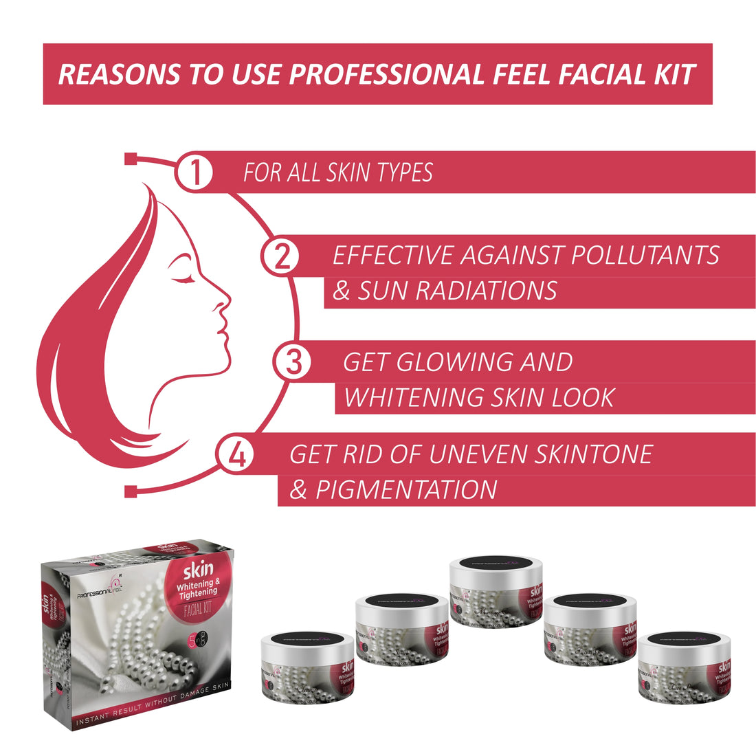 Professional Feel Skin Whitening & Tightening Facial Kit (250 G)