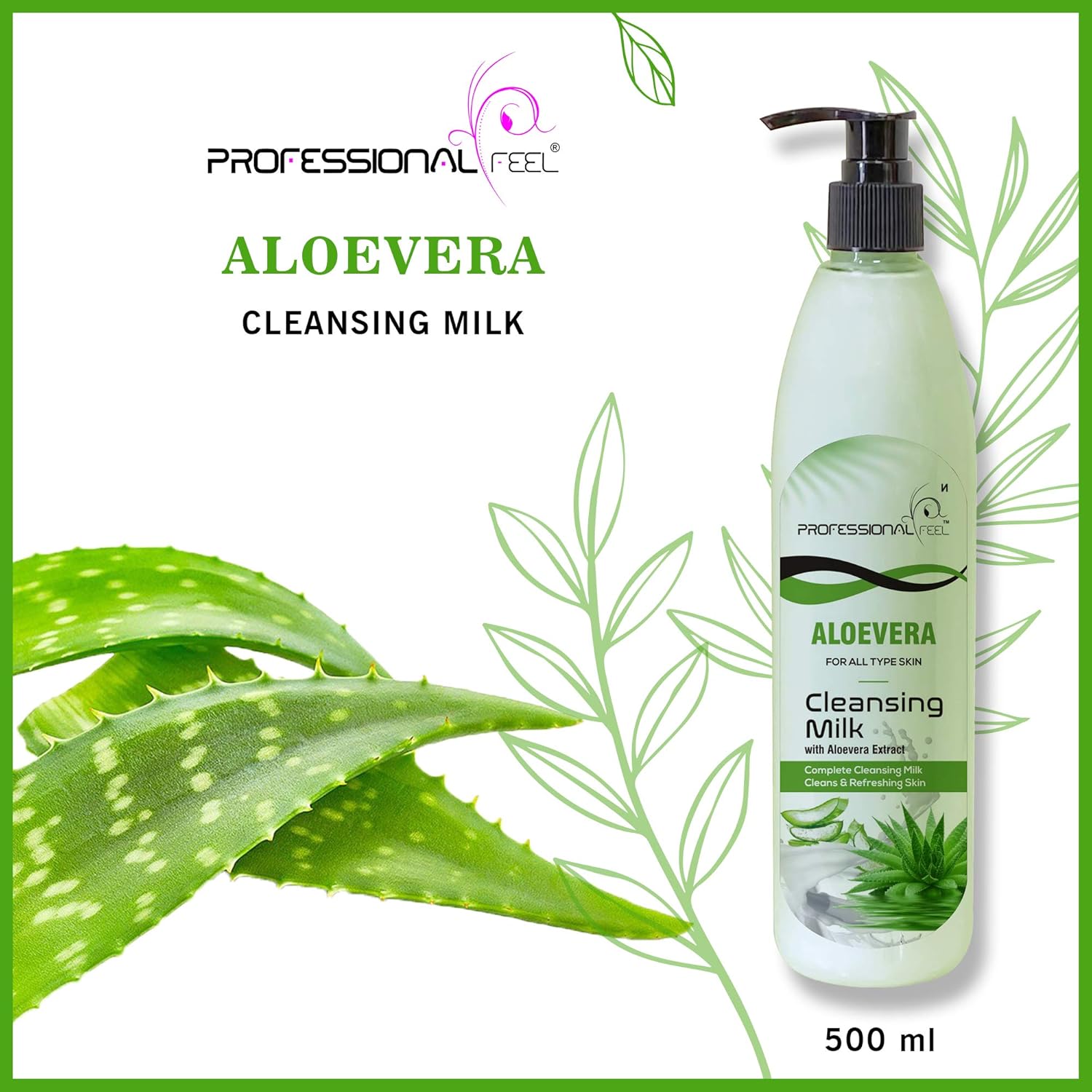 PROFESSIONAL FEEL Aloevera Cleansing Milk (Smooth Soft & Clean Skin) Healthy & Brightening Skin Face Wash  (500 ml)