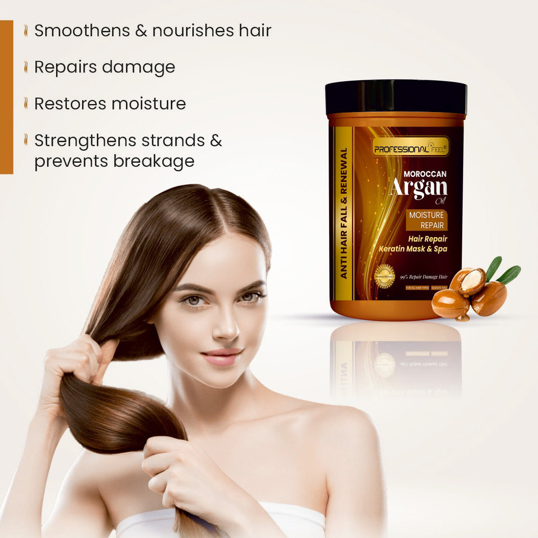 PROFESSIONAL FEEL Moroccan Argan Oil Moisture Hair Repair Keratin Mask & Spa, Keratin Hair Spa (800 g)