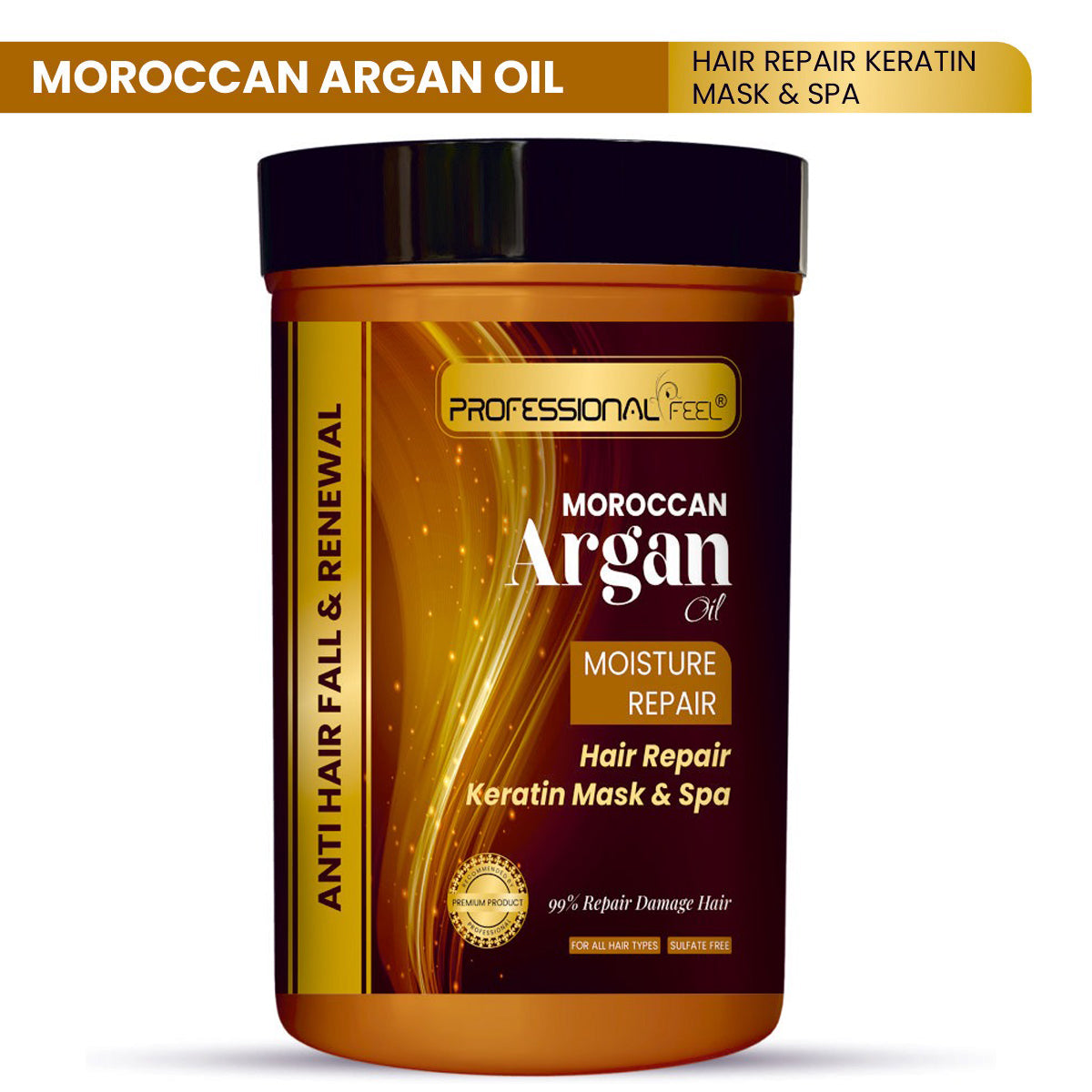 PROFESSIONAL FEEL Moroccan Argan Oil Moisture Hair Repair Keratin Mask & Spa, Keratin Hair Spa (800 g)