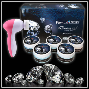 Fiona Lotus Diamond Professional Facial Kit With 5 in 1 Face Massager for Facial (set of 6) 250 G