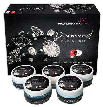 Professional Feel Diamond Facial Kit, Premium Range For Fairness, Way to use facial kit, Instant Result Without Damage Skin (Set of 5)  (250 g)