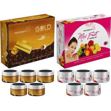 Professional Feel Herbal Gold + Mix Fruit Facial Kit, Special Combo kit (Pack of 2) 250 + 250 GM